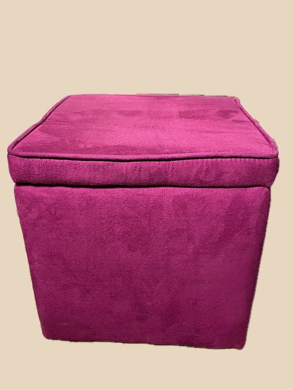 Target Plush Velvety Suede Square Storage Ottoman - Magenta (14.5”x 14.5x 15”H)